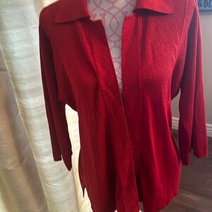 Gorgeous holiday collared cardigan, silk rayon, metallic blend size large petite